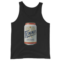 Tennis Pilsner Club (Members & Guests) design printed on the chest of a tank top, shown flat, front