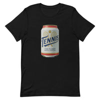 Tennis Pilsner Club design printed on the chest of a women's t-shirt, shown flat, front