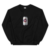 tennis lite silver can design printed on a sweatshirt, front