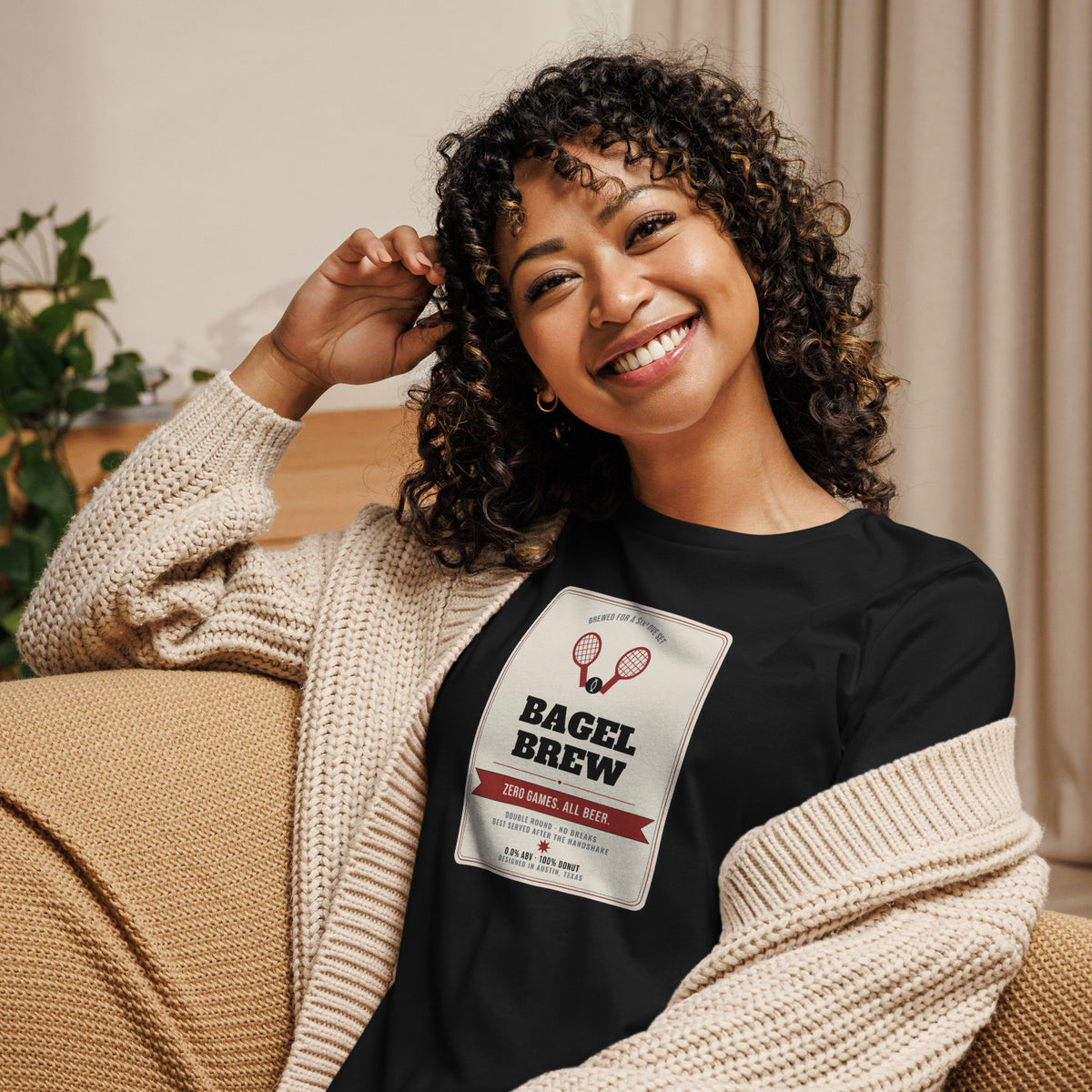 Bagel Brew - worn - tennis womens tee