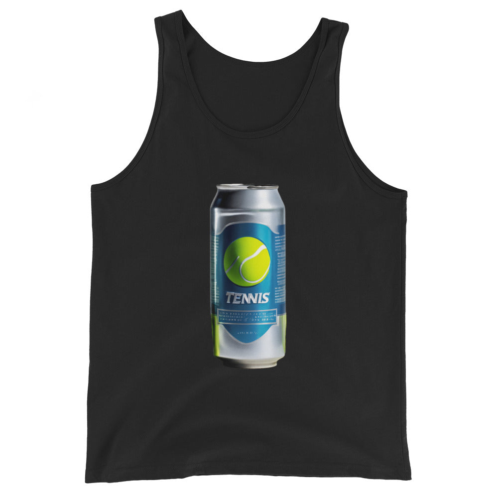 Tennis Energy (Third Set Fuel) design printed on the chest of a tank top, shown flat, front