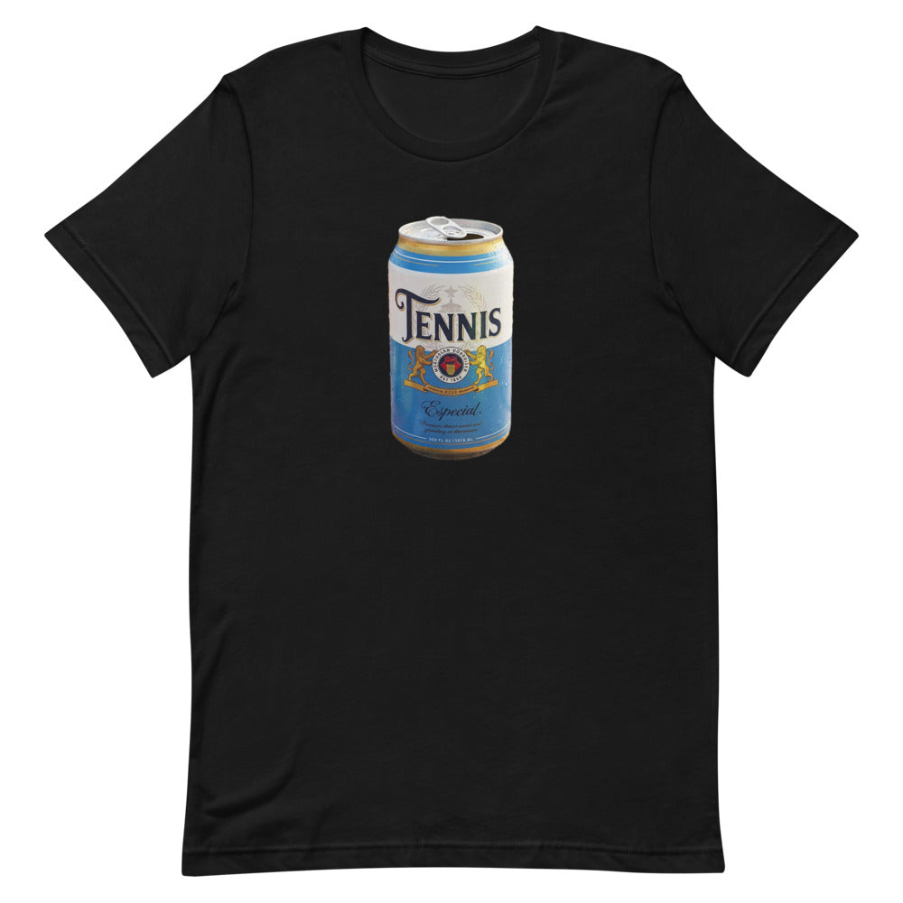 Tennis Pilsner Crest (Est. 1961) design printed on the chest of a t-shirt, shown flat, front