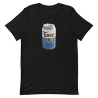 Tennis Pilsner Crest (Est. 1961) design printed on the chest of a t-shirt, shown flat, front