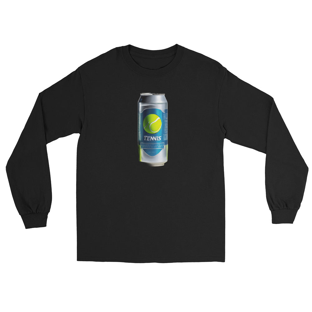 Tennis Energy design printed on the chest of a long sleeve shirt, shown flat, front