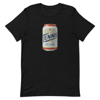 Tennis Pilsner Club (Members & Guests) design printed on the chest of a t-shirt, shown flat, front