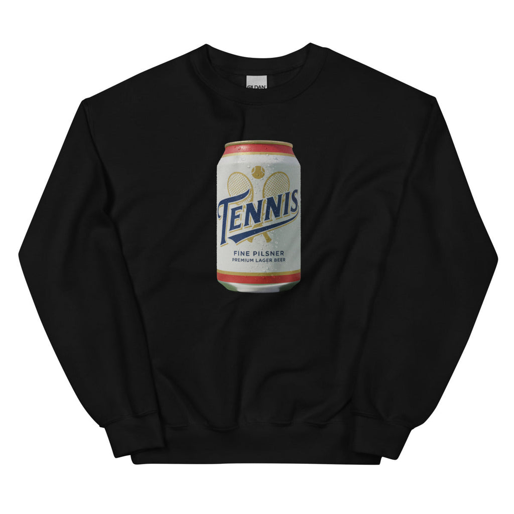 Tennis Pilsner Club (Members & Guests) design printed on the chest of a sweatshirt, shown flat, front