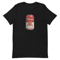 Tennis Reserve design printed on the chest of a t-shirt, shown flat, front