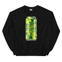 Pickle Patch design printed on the chest of a sweatshirt, shown flat, front