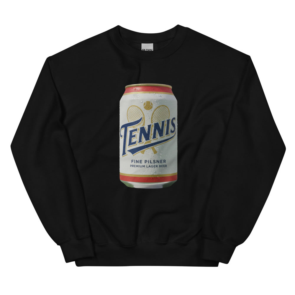 Tennis Pilsner Club (Members & Guests) design printed on the chest of a sweatshirt, shown flat, front
