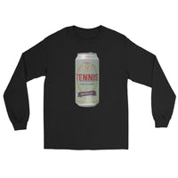 Tennis Pilsner design printed on the chest of a long sleeve shirt, shown flat, front