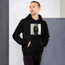 Game Set Match black hoodie worn by a model -- tennis court style