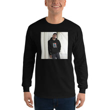 Game Set Match black long sleeve shirt shown on a model -- tennis court style
