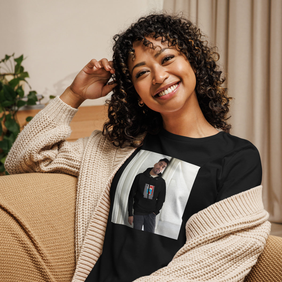 Game Set Match black women's t-shirt worn by a model -- tennis court style