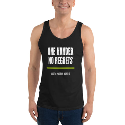 One Hander No Regrets - worn - tennis tank