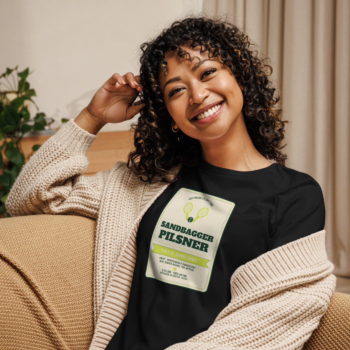 Sandbagger Pilsner - worn - tennis womens tee