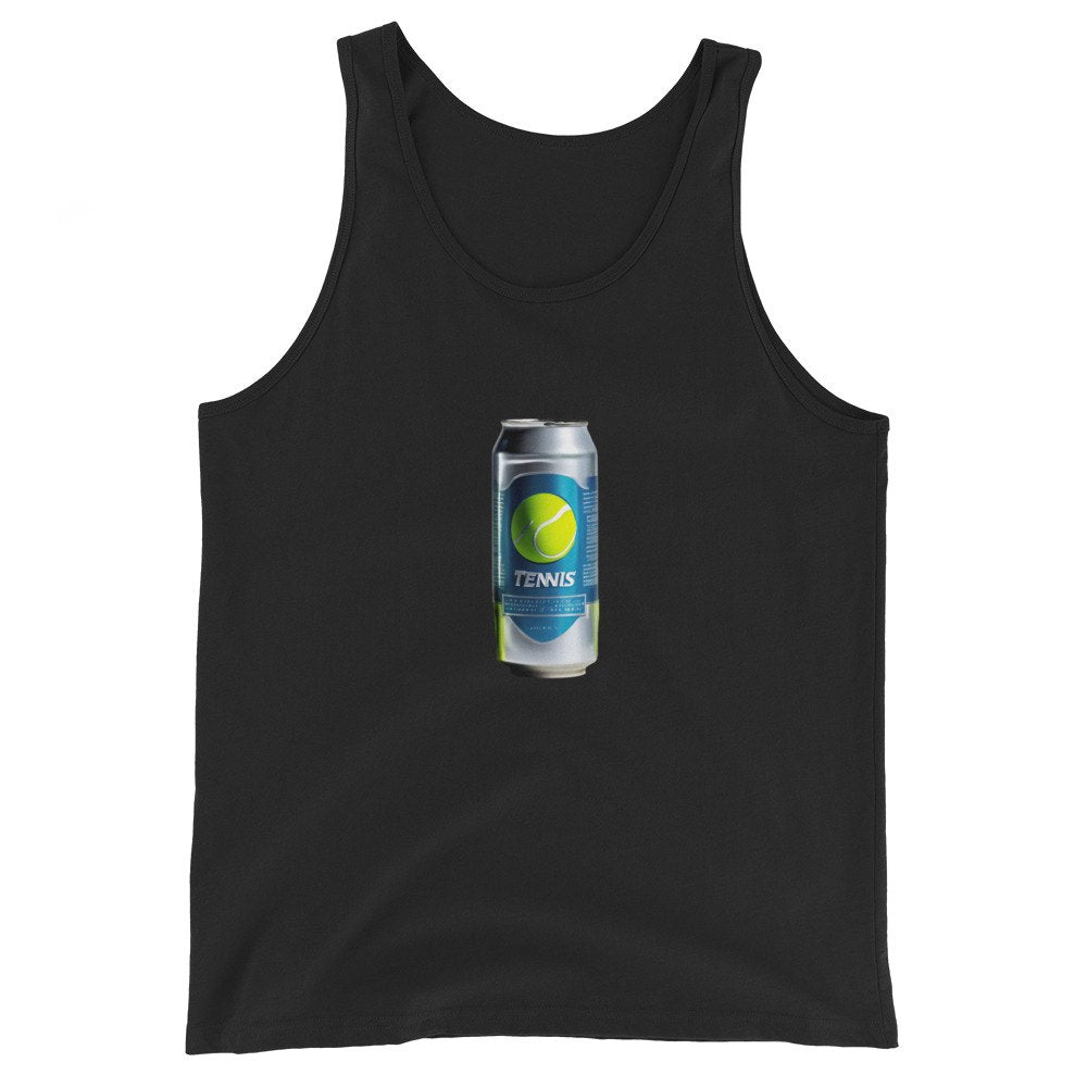 tennis energy design printed on a tank, front