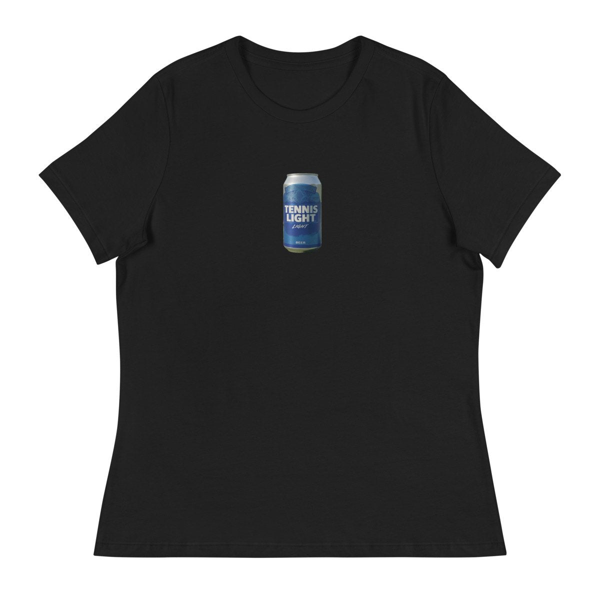 tennis light blue can design printed on a womens-tee, front
