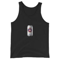 tennis lite silver can design printed on a tank, front
