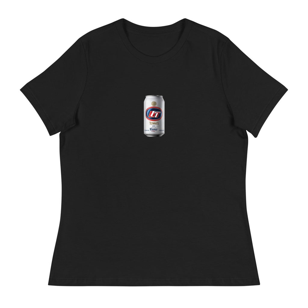 tennis lite silver can design printed on a womens-tee, front