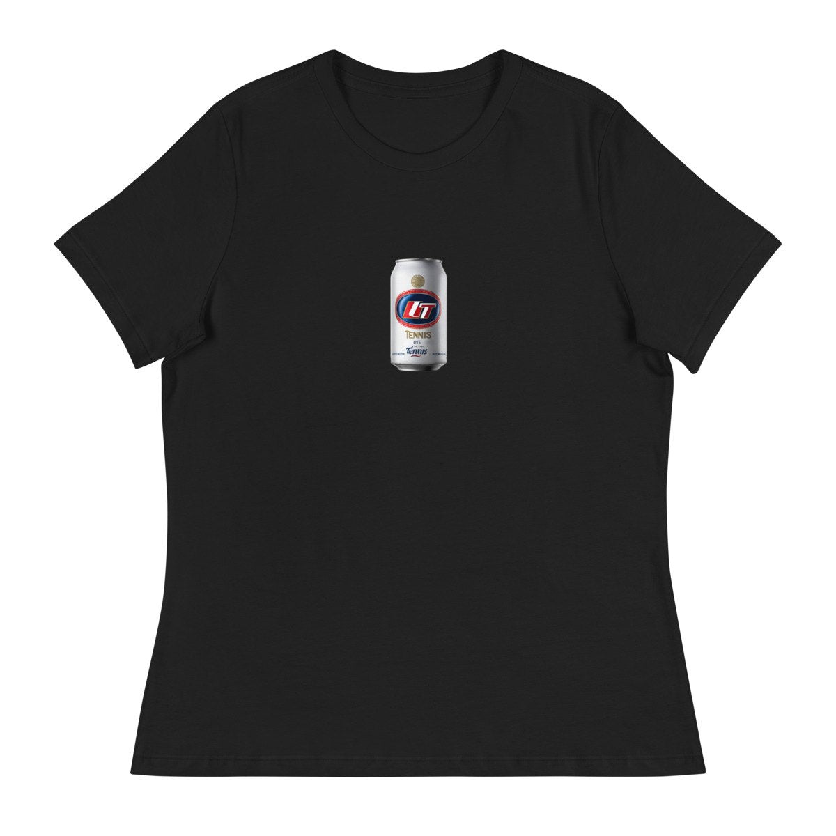 tennis lite silver can design printed on a womens-tee, front