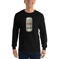 Tennis Pilsner American black long sleeve shirt shown on a model -- tennis court style