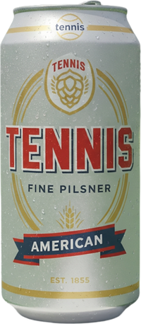 Tennis Pilsner vintage beer can tennis design artwork