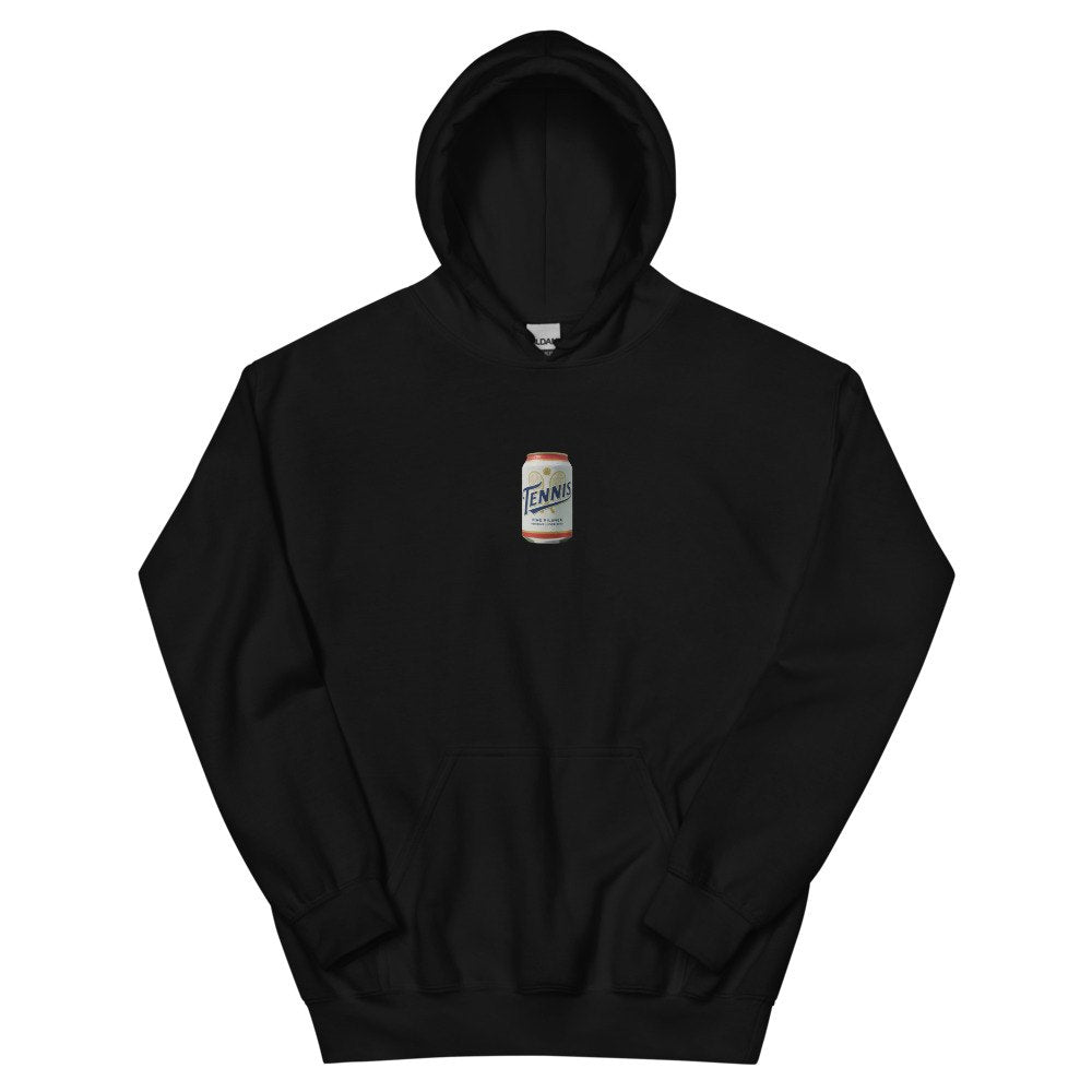 tennis pilsner club design printed on a hoodie, front
