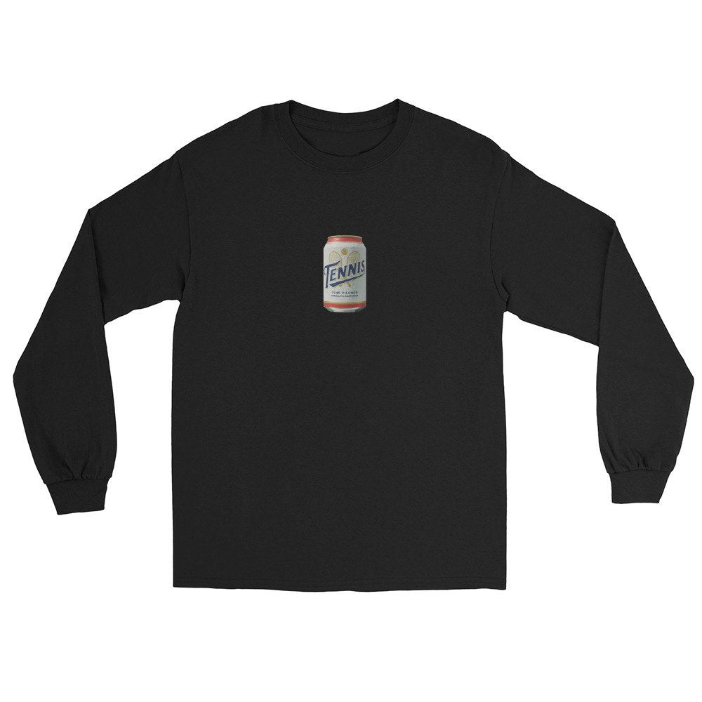 tennis pilsner club design printed on a longsleeve, front