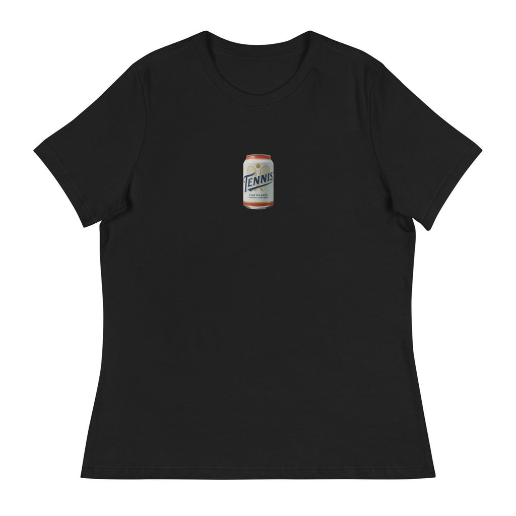 tennis pilsner club design printed on a womens-tee, front
