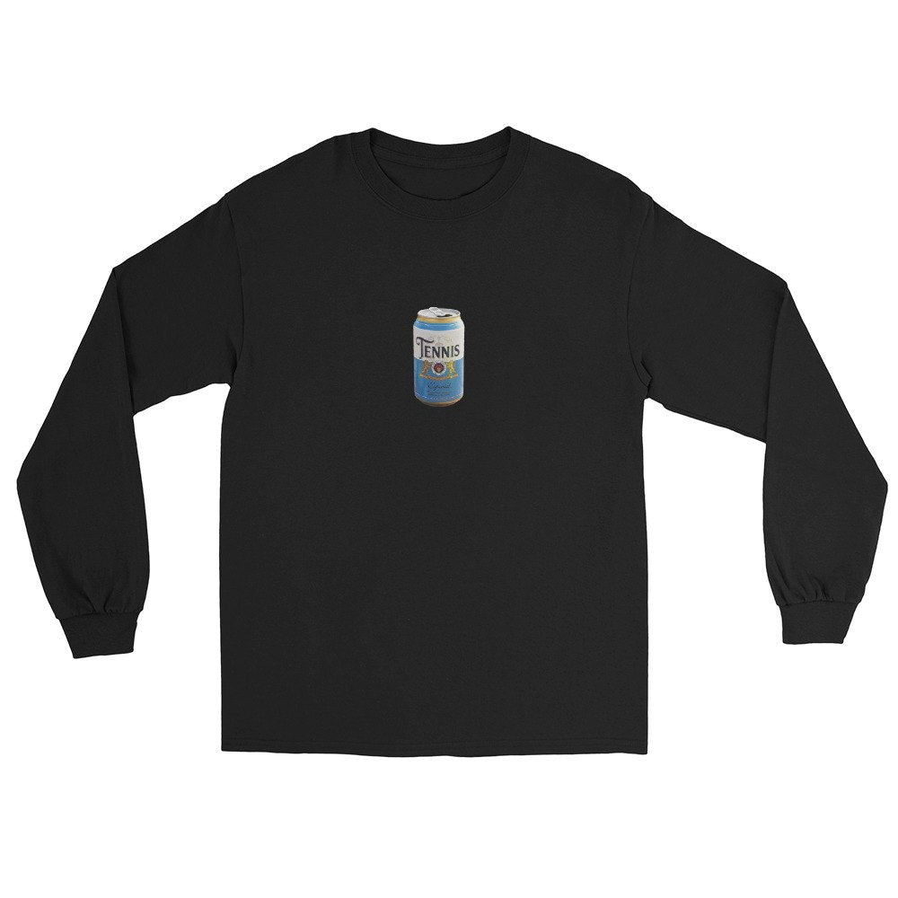tennis pilsner crest design printed on a longsleeve, front