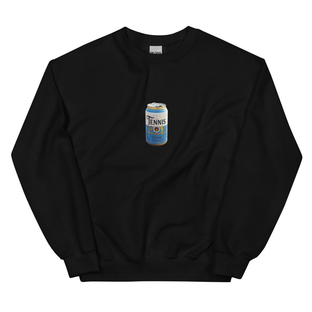 tennis pilsner crest design printed on a sweatshirt, front