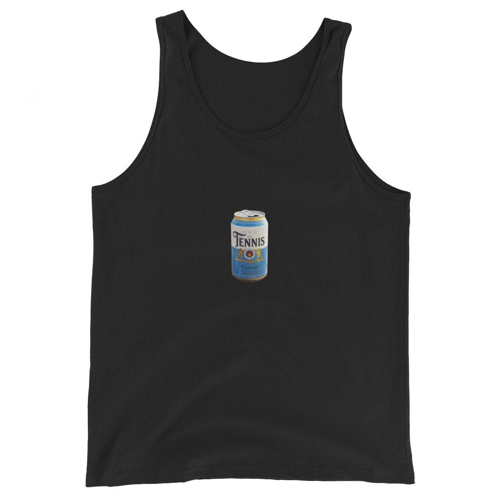 tennis pilsner crest design printed on a tank, front