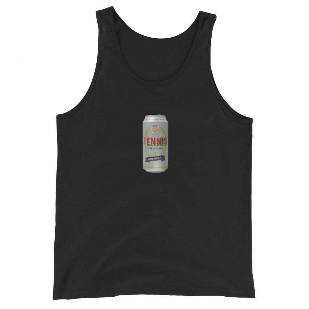 tennis pilsner design printed on a tank, front