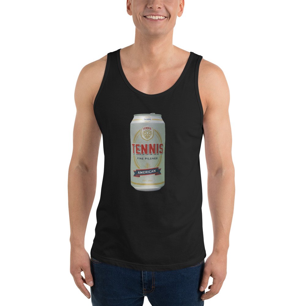 Tennis Pilsner tank worn by a model