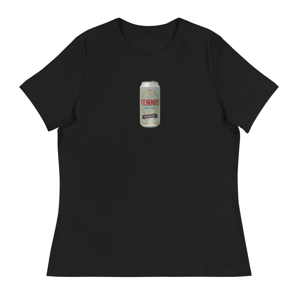 tennis pilsner design printed on a womens-tee, front