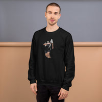 Tennis Ultra Light black sweatshirt worn by a model -- tennis court style