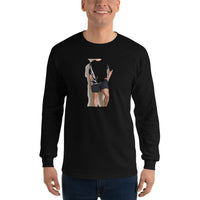 Tennis Water black long sleeve shirt shown on a model -- tennis court style