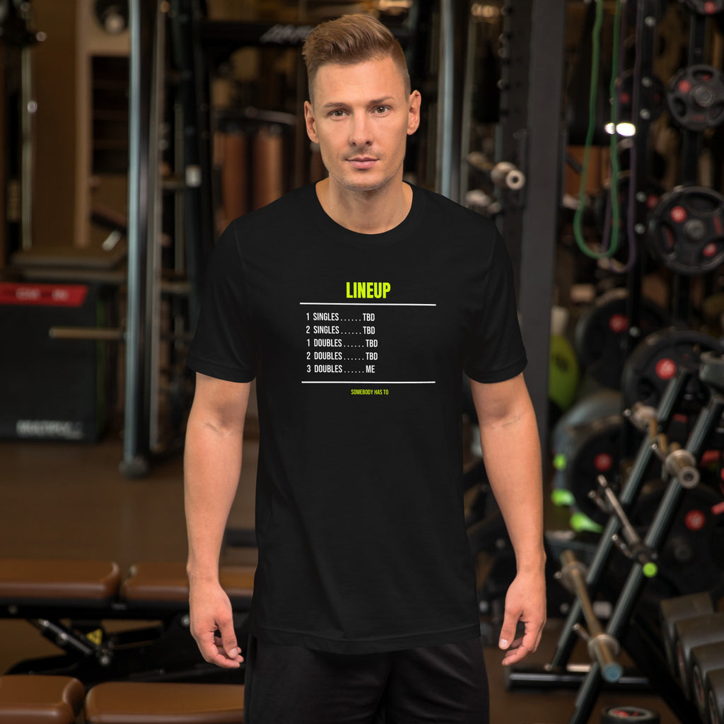 The Lineup Card - worn - tennis tee