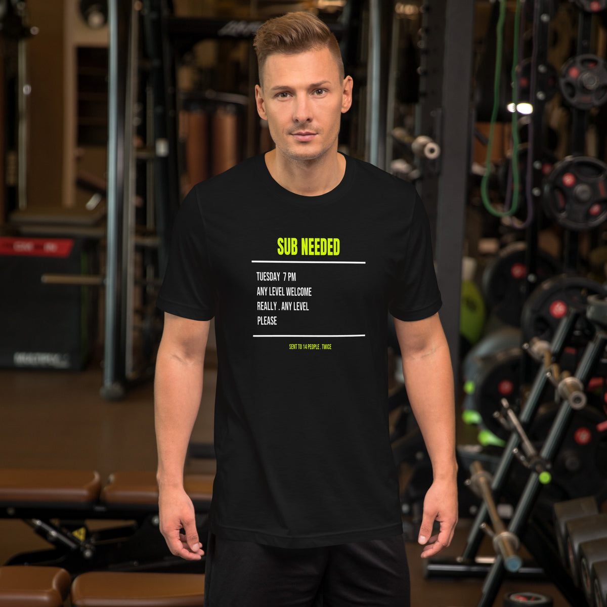 The Sub Request - worn - tennis tee
