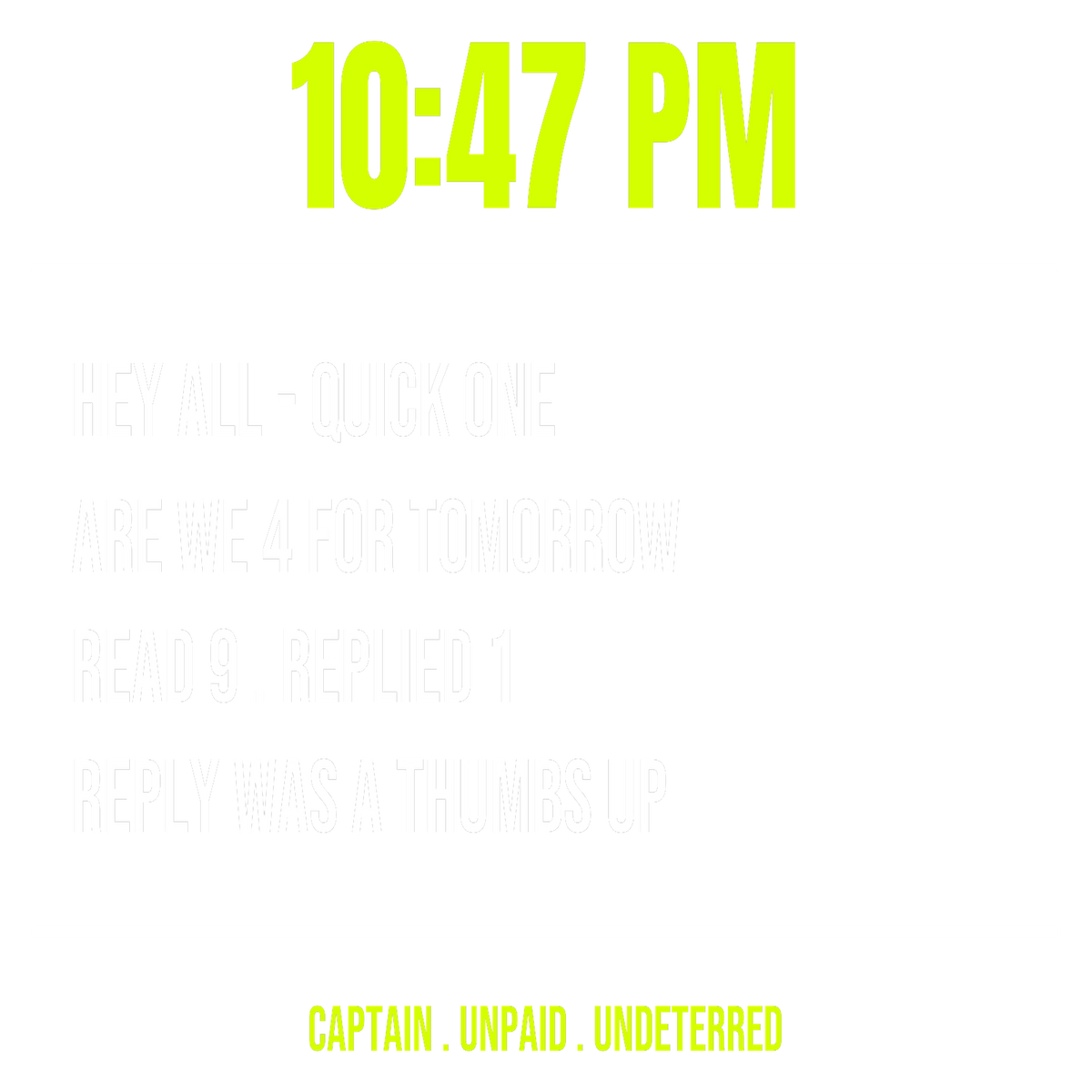 The 10 PM Lineup Text design artwork