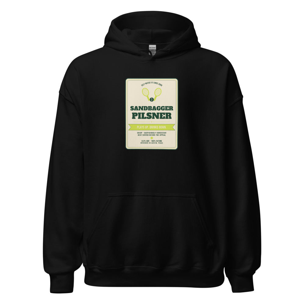 Sandbagger Pilsner — Vintage Beer Can Tennis Hoodie