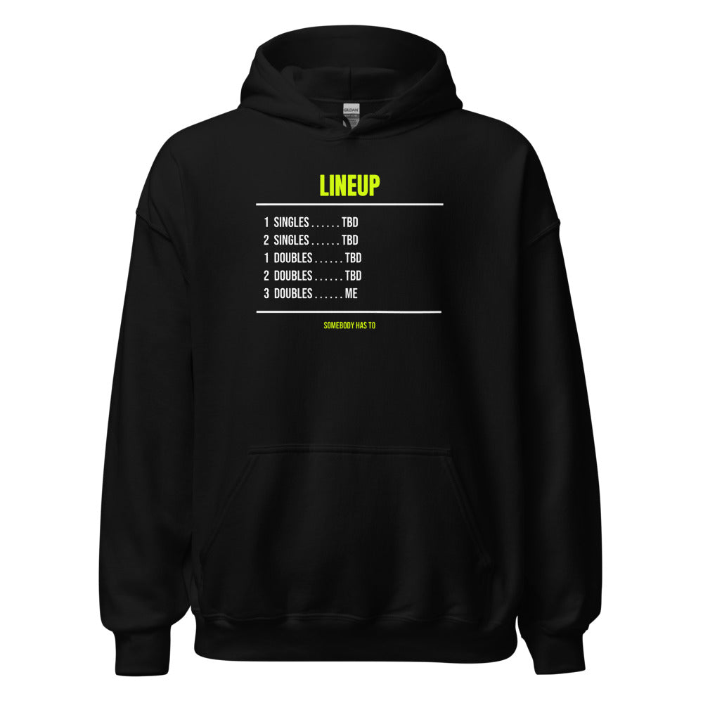 The Lineup Card — Funny Tennis Hoodie — Black