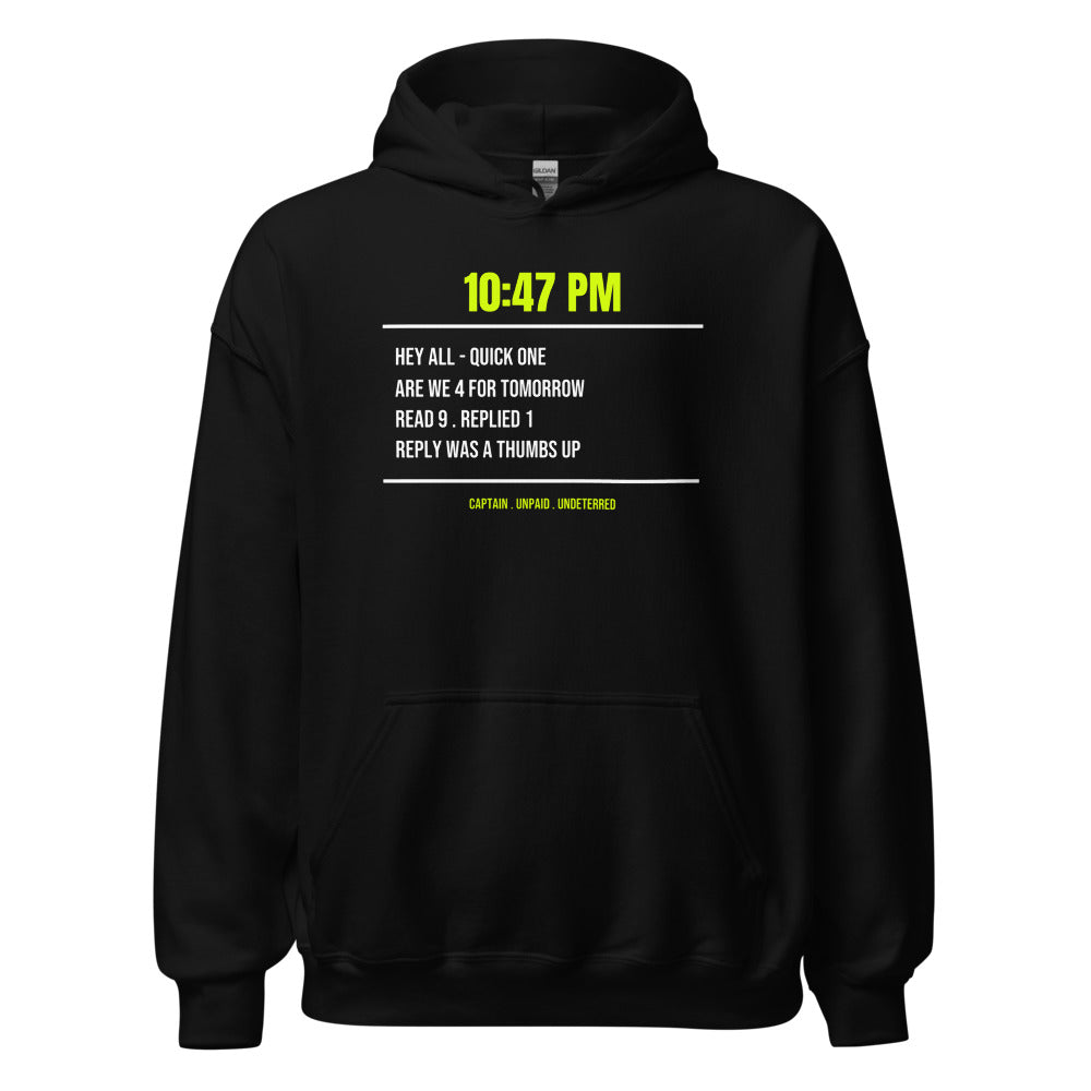 The 10 PM Lineup Text — Funny Tennis Hoodie — Black