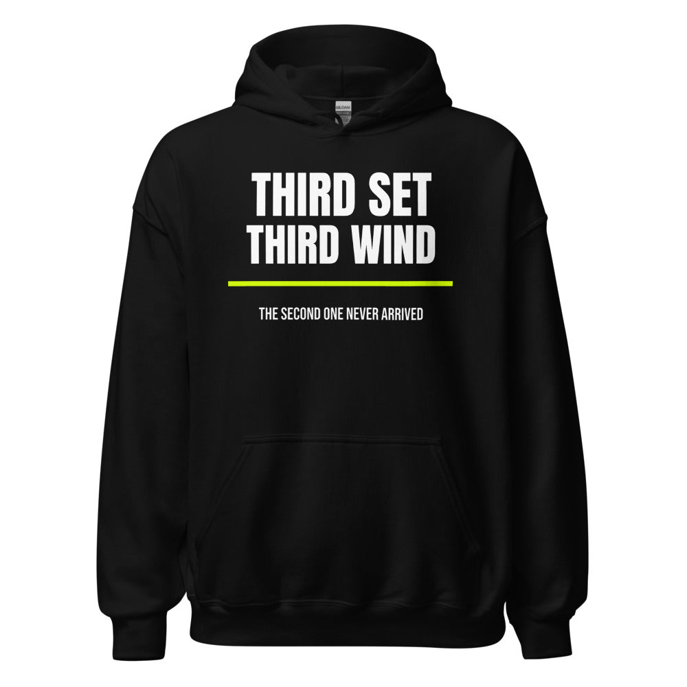 Third Set, Third Wind — Funny Tennis Hoodie — Black