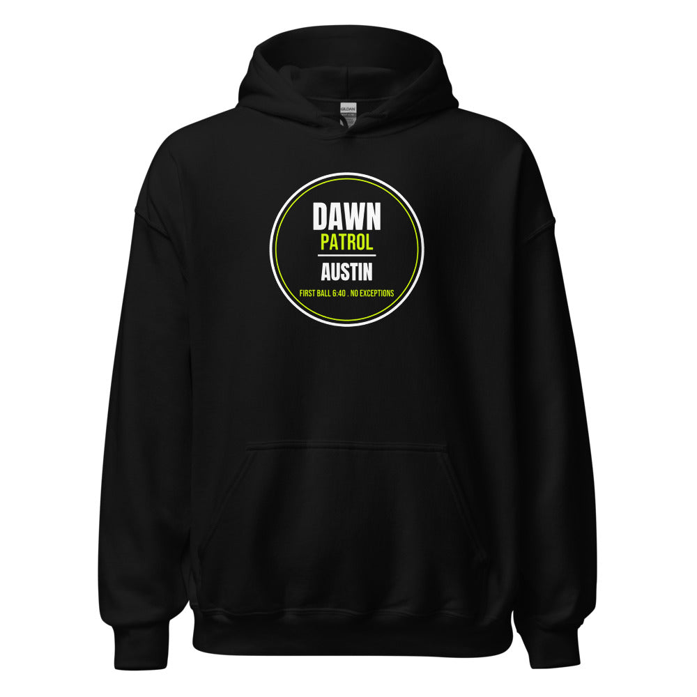 Dawn Patrol Austin — Funny Tennis Hoodie — Black