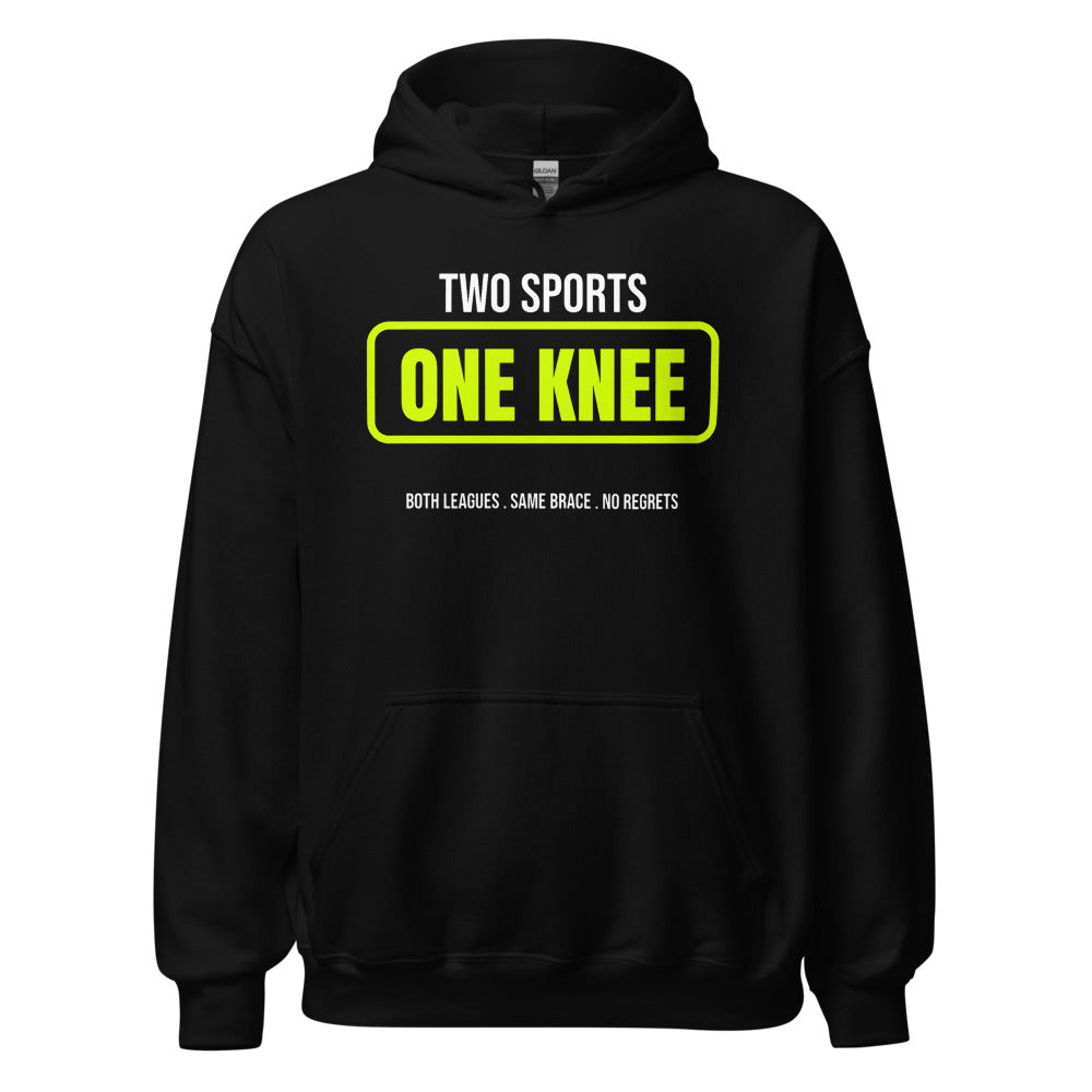 Two Sports, One Knee — Funny Pickleball Hoodie — Black
