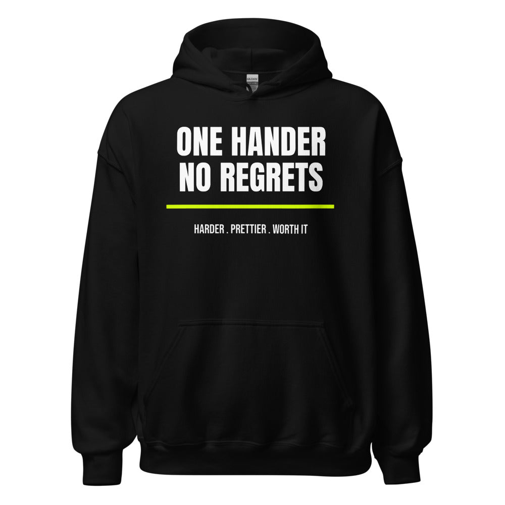 One Hander, No Regrets — Funny Tennis Hoodie — Black