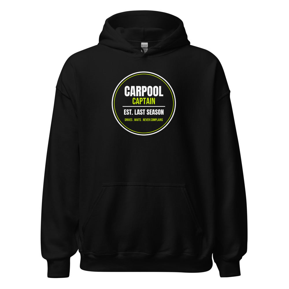 Carpool Captain — Funny Tennis Hoodie — Black