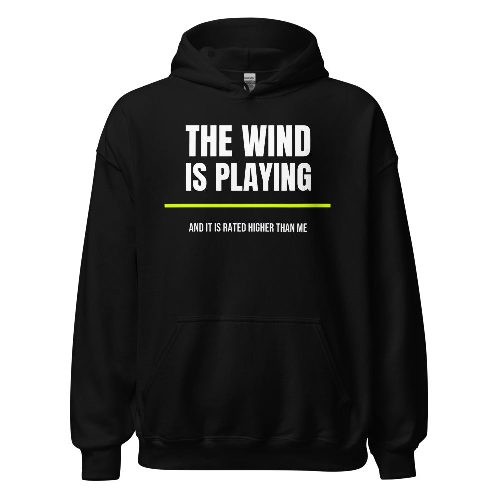 The Wind Is Playing Too — Funny Tennis Hoodie — Black