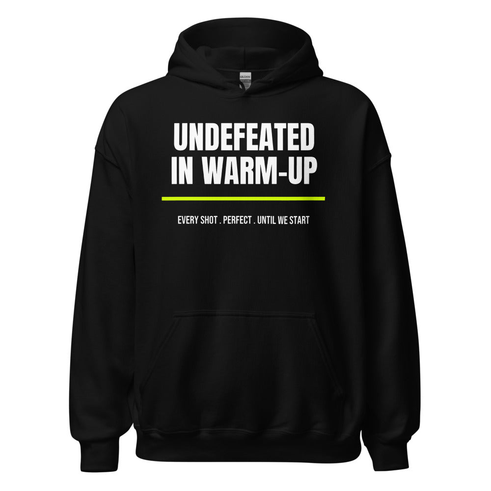 Undefeated In Warm-Up — Funny Pickleball Hoodie — Black